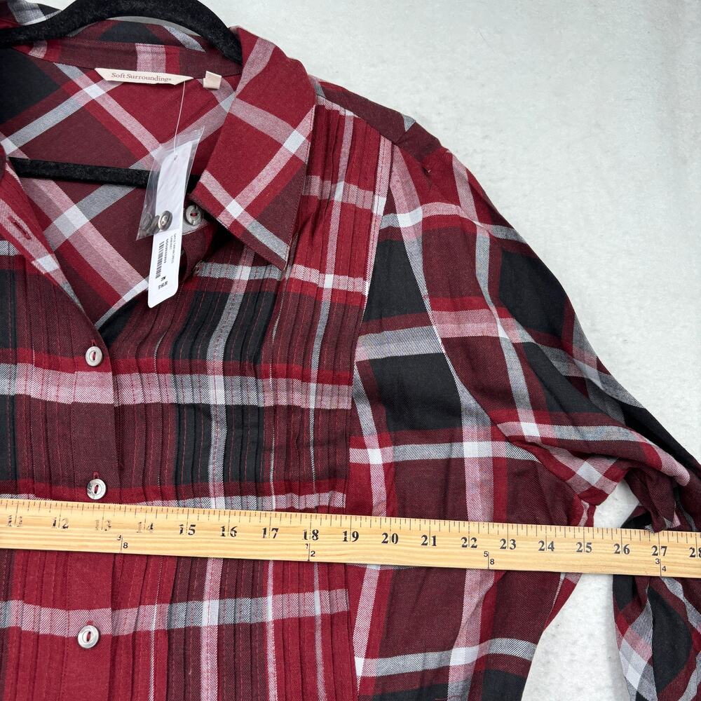 Soft Surroundings Gayle Maxi Dress Size 20W Cabernet Plaid Belted Shirt Dress - Picture 10 of 14